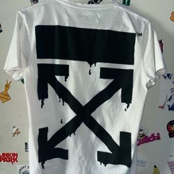 Authentic Rare Off-White White Bart Simpson Peace Sign Black Paint Arrow T Shirt Size S