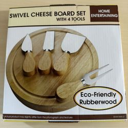 New In Box Swivel Cheese Board Set 