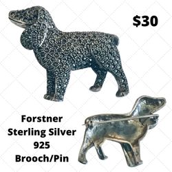 Forstner Sterling Silver 925 Brooch Dog Pin