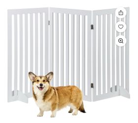 36 Inch Pet Dog Gate 3 Panels for Dog Cat Baby, Wooden Dog Door Pet Fence for Doorway, Stairs, Entryway White