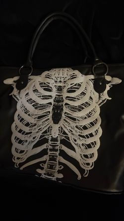 Skeleton Tote Bag Purse - Black/White