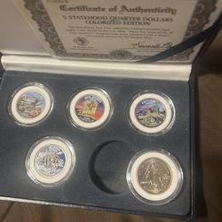 This is a set of five new colorized US Statehood Quarters 2008 / Read Below ⬇️ ITS AVAILABLE 