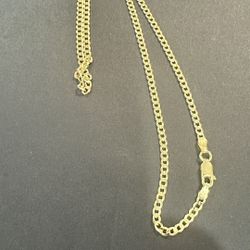 Gold Over 925 Sterling Silver 18in Solid Cuban Necklace 