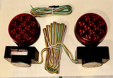 UNIVERSAL 12 VOLT LED MAGNETIC TRAILER BRAKE LIGHT KIT W/Complete Wiring Harness…