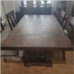 Industrial Farm House Solid Wood Table & 4 Chairs 