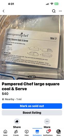 Pampered Chef large square cool & Serve