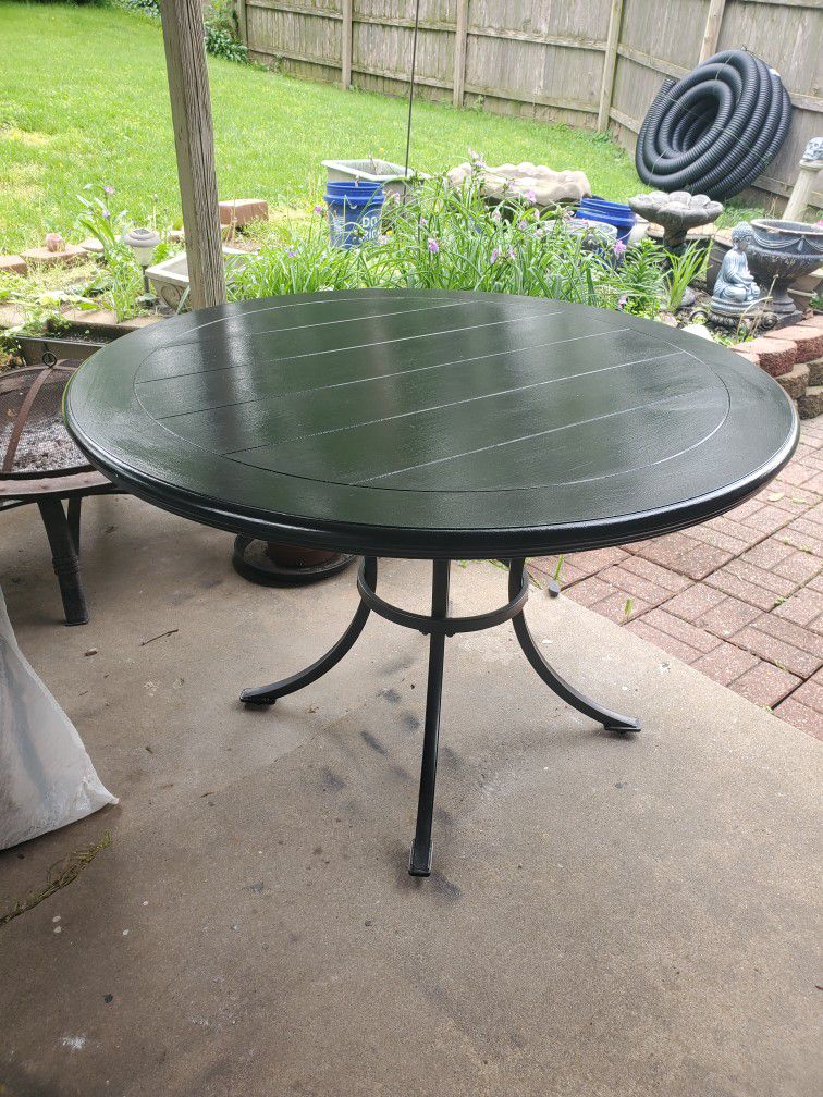 Round Black 44" Kitchen Table with aluminum base