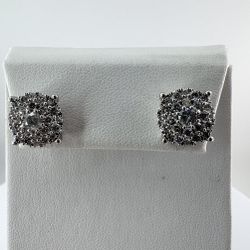 2ctw Diamond 10k White Gold Cluster Earrings 4.8 Grams 11052539