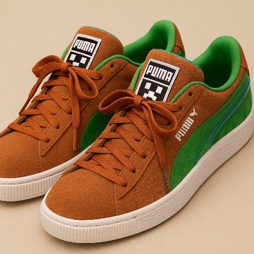 Kids Puma x Minecraft Suede Sneakers – Size 6C – Rare Collab