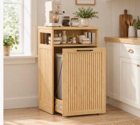 Wood Kitchen Cabinet with Trash Can Holder