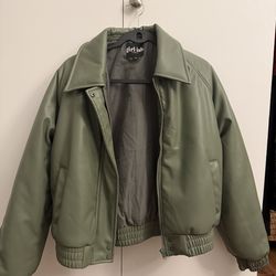 Faux Leather Jacket (Sage Green)