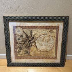 Palm Tree Globe Artwork With Frame 