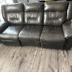 Leather Couch Reclining Dark Gray