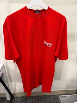 Balenciaga Embroidered Campaign Logo T-Shirt Red