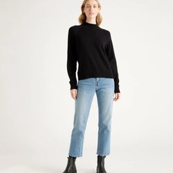KORYE Mockneck Soft Knit Sweater In Black 