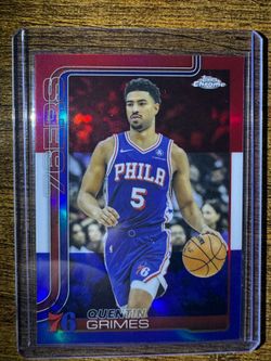 Quentin Grimes Topps Chrome 2025 76ers #197 Red White Blue Refractor