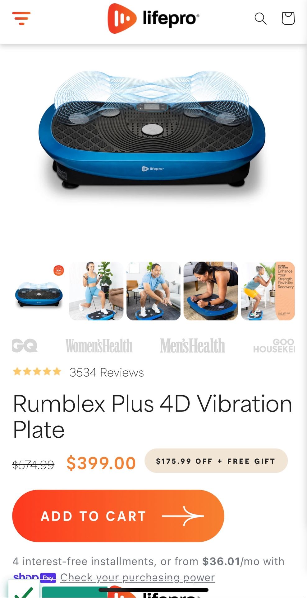 Lifepro Rumblex Plus 4D Vibrating Plate