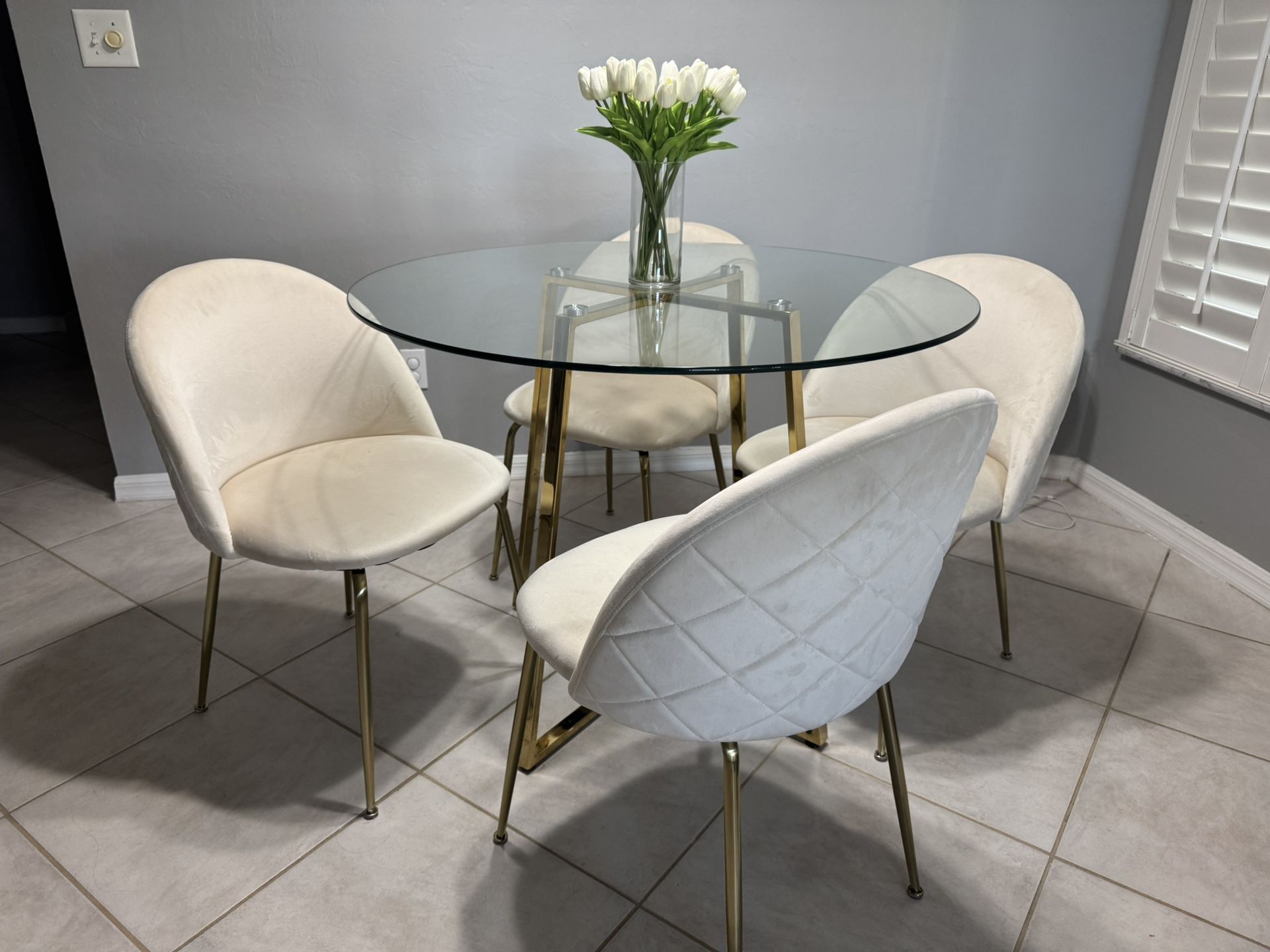 Glass Table Top with Gold Legs