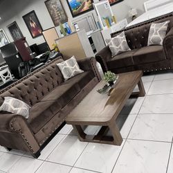 Beautiful Sofa Set 🤎 Brown Velvet 