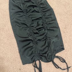 New black ruched satin skirt small goth gothic forever 21 career