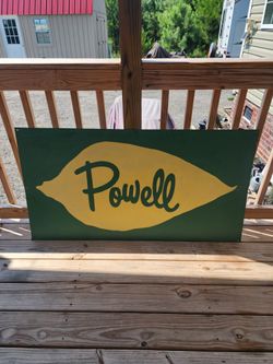 powell tobacco VINTAGE RARE POWELL TOBACCO EQUIPMENT SHOP FARM LARGE TIN METAL SIGN 48