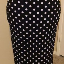 Women’s 2XL Polka Dot Pencil Skirt, Black 