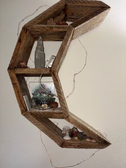 Handmade Half Moon 4 Level Shelf