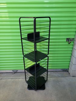 VASAGLE 4-Tier Rotating Bookshelf, Bookcase with Bookends for Small Spaces, Corner Shelf, Steel Frame ( Black )