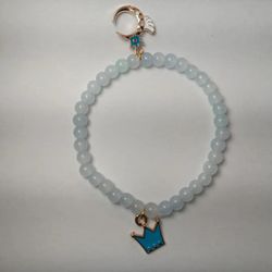 Light Blue Bead Crown Charm Bracelet 