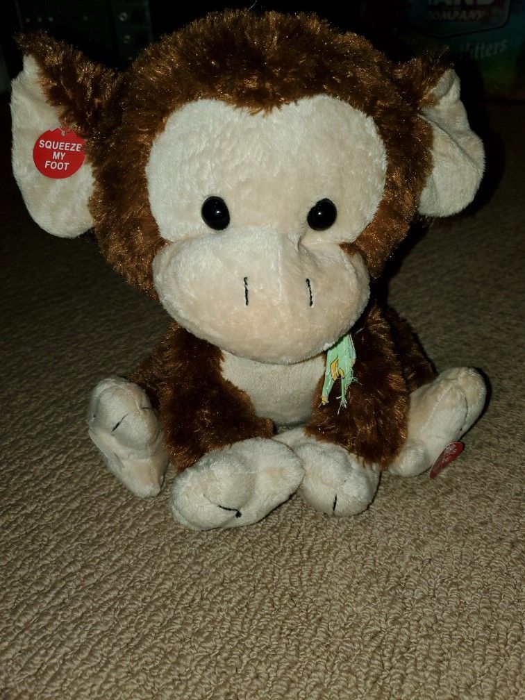 Cuddle Barn My Monkey Marvin Plush Stuffed Interactive Apples Bananas Sings 12”