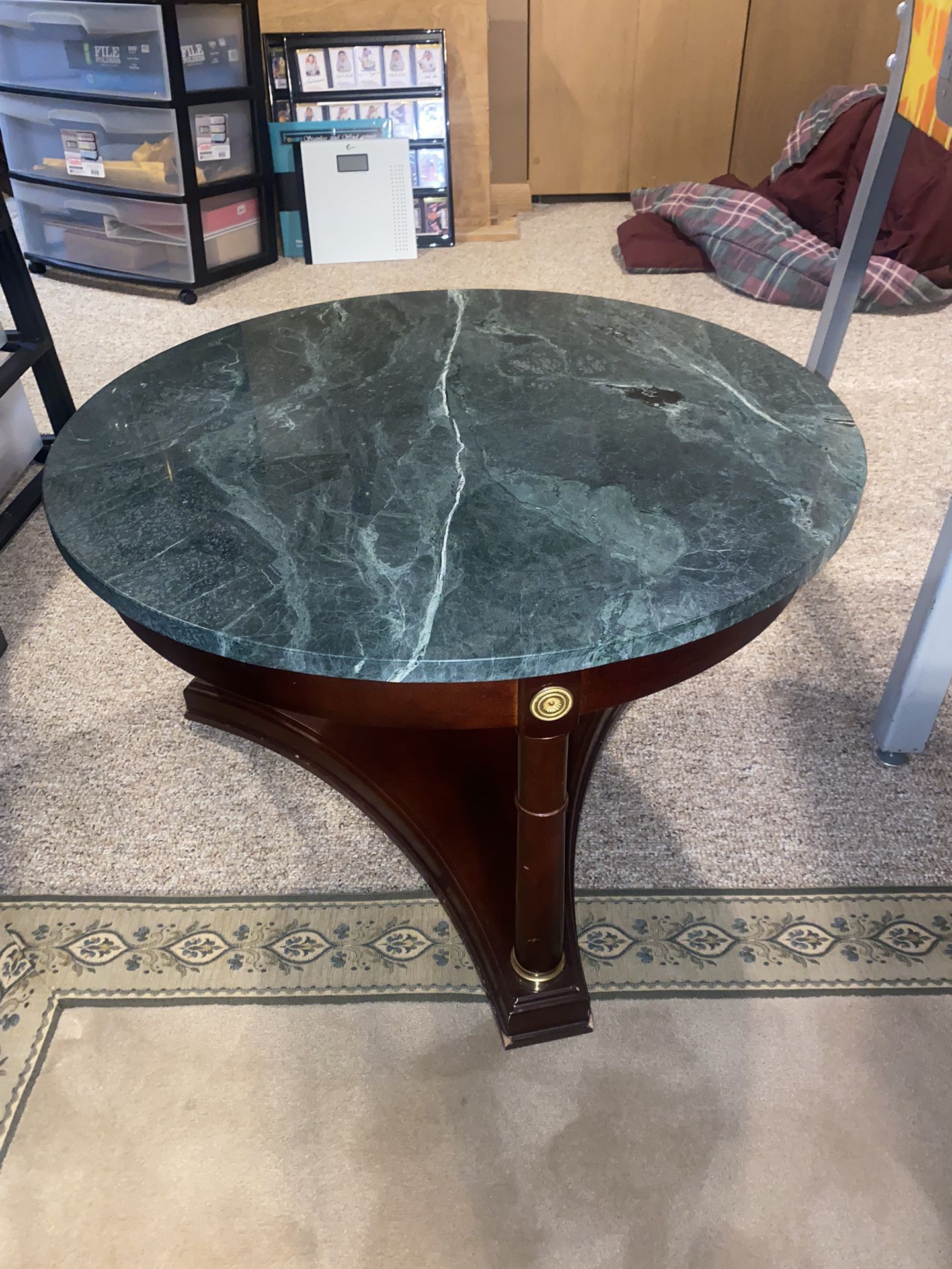 (2) Bombay Company Classic Marble  Coffee Tables.   $200
