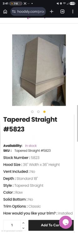 NEW Hoodsly Custom Range Hood 37.5" Wide (36" Body) - Unfinished