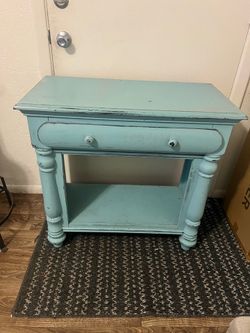 Distressed Teal Wood side table  with Drawer