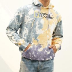 National Geographic Bahama Islands Tie Dye Pullover Hoodie Size Large NWT