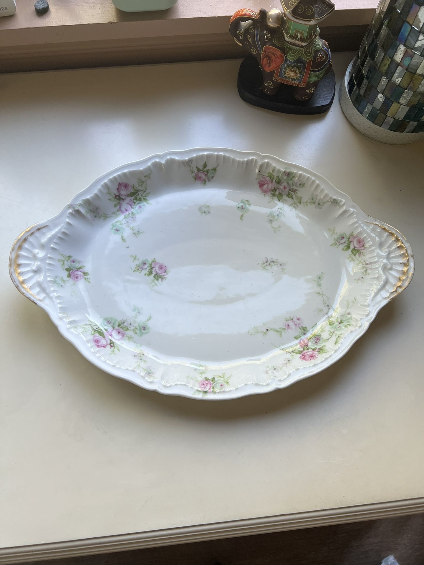 Theodore Haviland Limoges Schleiger Floral Platter Plate Vintage
