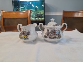Yorkshire Stafford England Creamer and Sugar bowl.