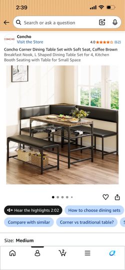 Corner kitchen table