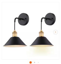 8.7 in. 1-Light Vintage Black Battery Operated Wall Sconce（Set of Two)