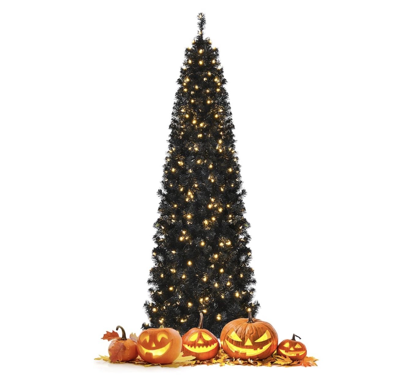 Black Christmas Tree With Lights 7 Ft