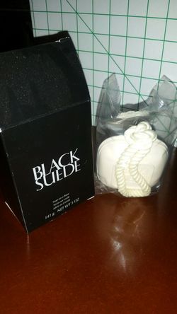 Avon black suede soap on a rope