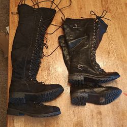 2 Pair Long Black Boots | Women's Size 10