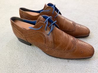 Red Tape Tan Leather Wingtip Brogue Dress Shoes (Size 9.5)