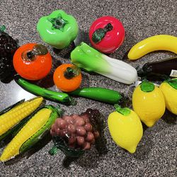 Vintage Murano Style Glass Fruit & Vegetables