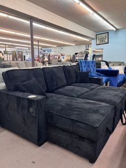 🚚Hot Deal🚚Brand New Pull out bed Sectional with Storage chaise and charger $599, Finance available, Delivery available