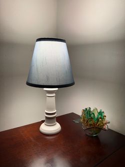 White Table Lamp with Blue Shade