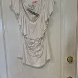 🤍 NEW WITH TAGS – KENAR White Ruffle Top 🤍