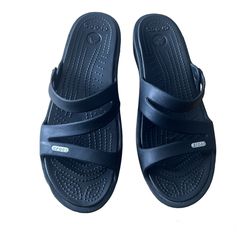 Crocs Patricia Women's Sz 10 Black Slide Wedge Comfort Summer Sandals