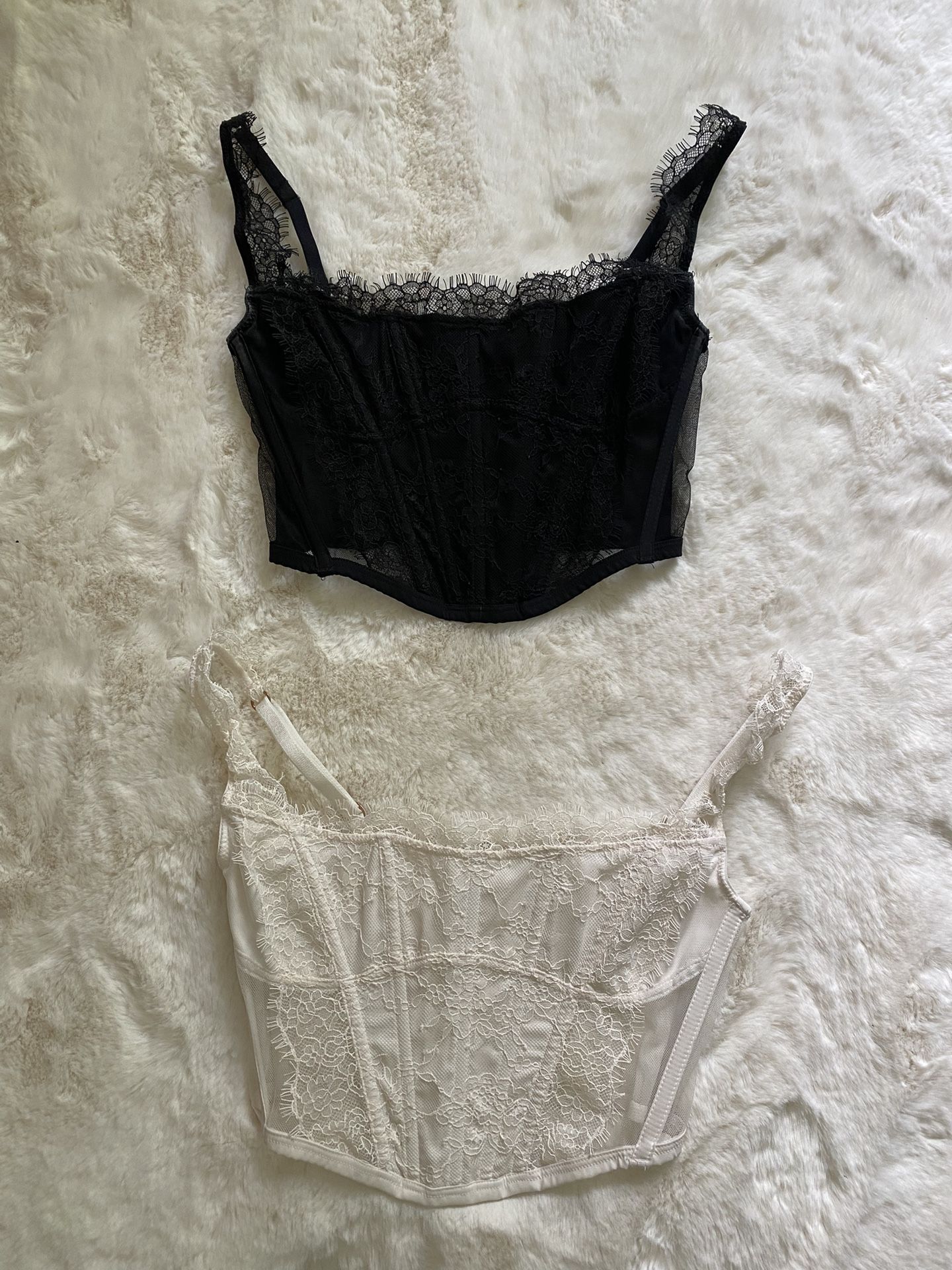 Victoria’s Secret Black and White Lace Corsets