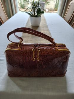 Vintage Designer Croc Embossed Handbag