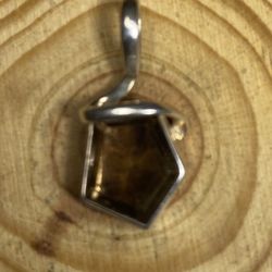 Vintage Sterling Silver Smokey Quartz Pendant 